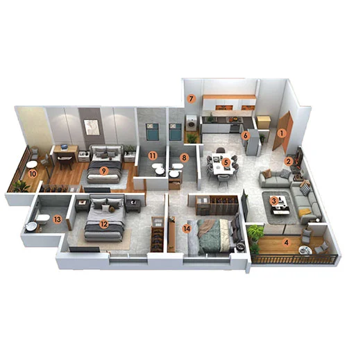 K Raheja Mahalunge 3 BHK Floor Plan Image